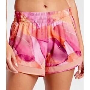 Athleta Printed Mesh Racer Run 4" Shorts Multi Color Women's Size Large NWOT